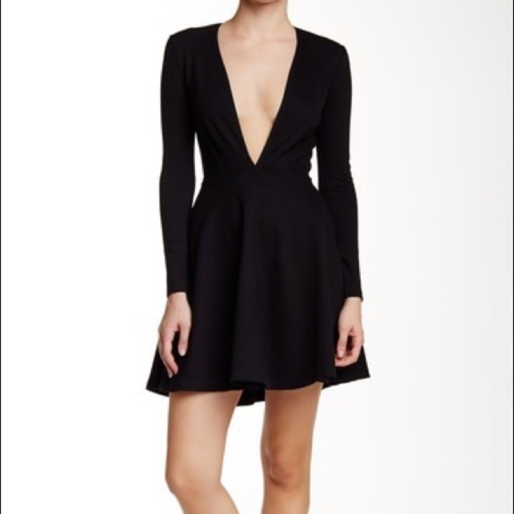 American Apparel Deep V Black Dress NWT
